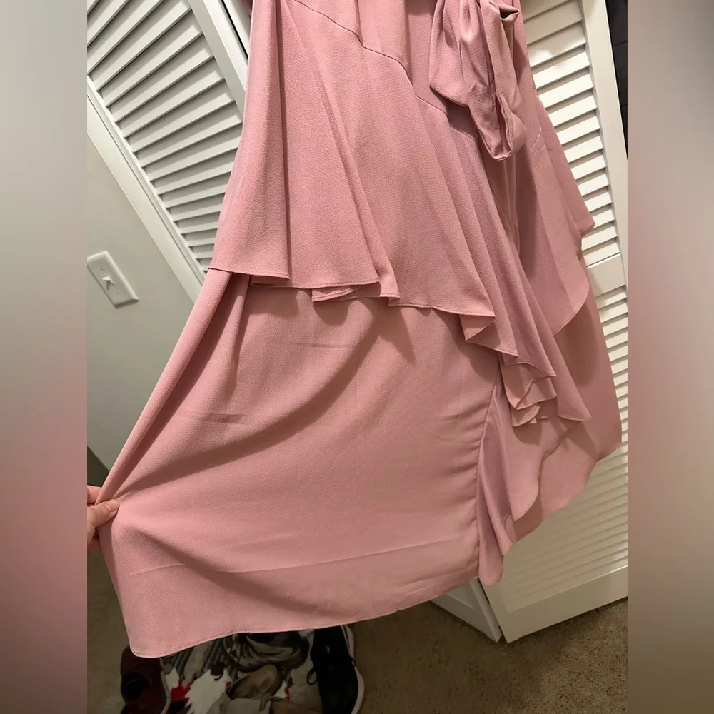 Danny & Nicole Ruffled Rose Midi Dress, Size 12 NWT - Picture 5 of 15